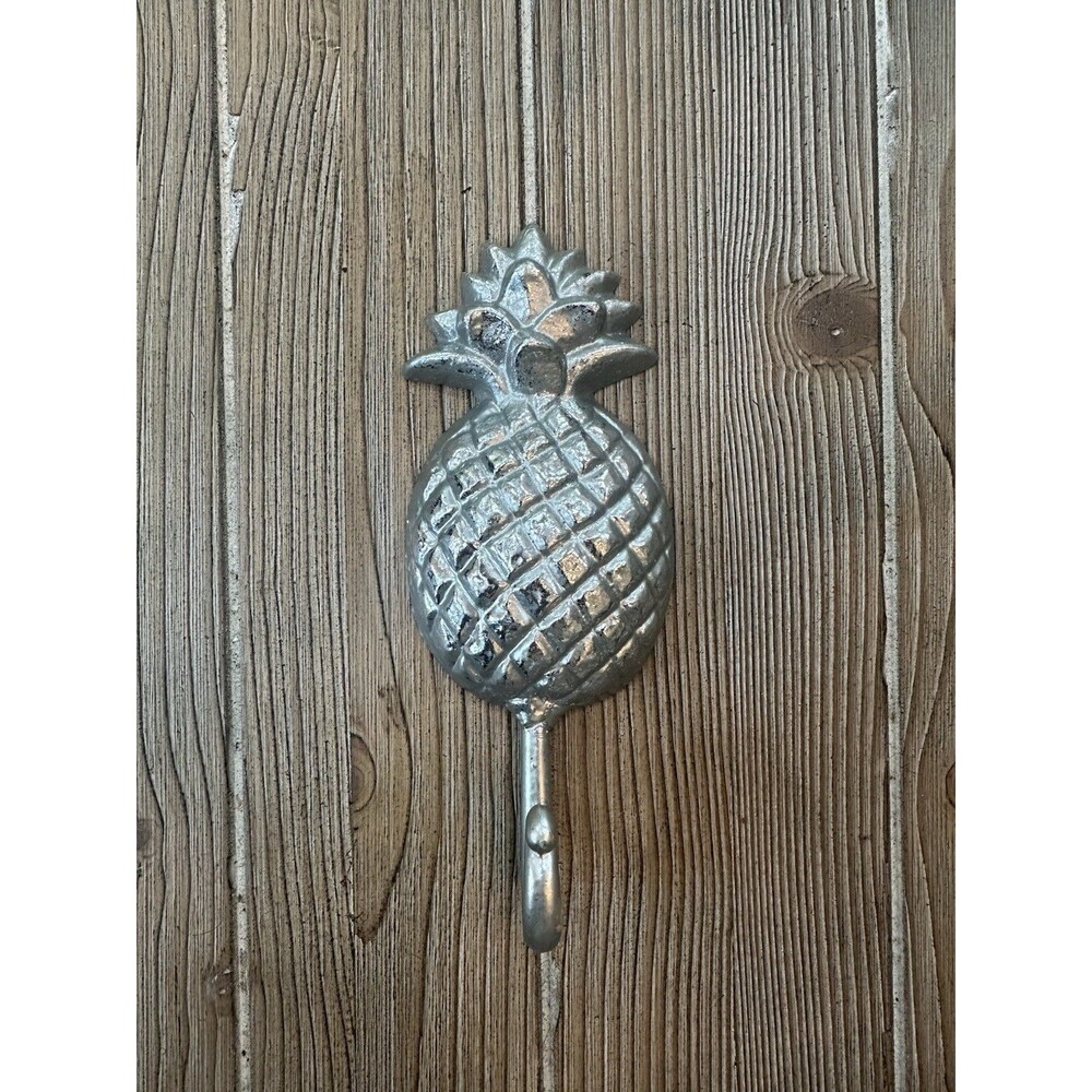 Pineapple Wall Hanging Hook - 8” Decorative Cast Metal Coat and Key Hanger